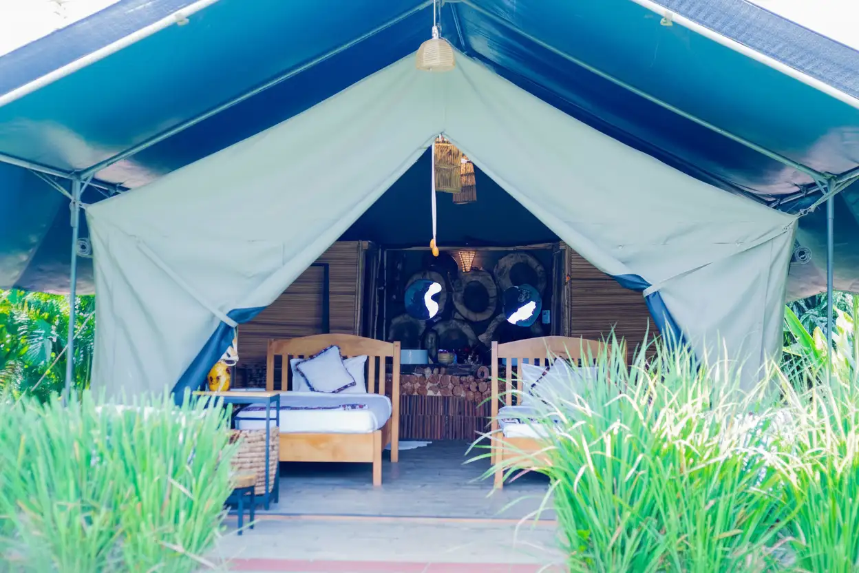 Twin tent accommodation at Kibo View Farm Lodge