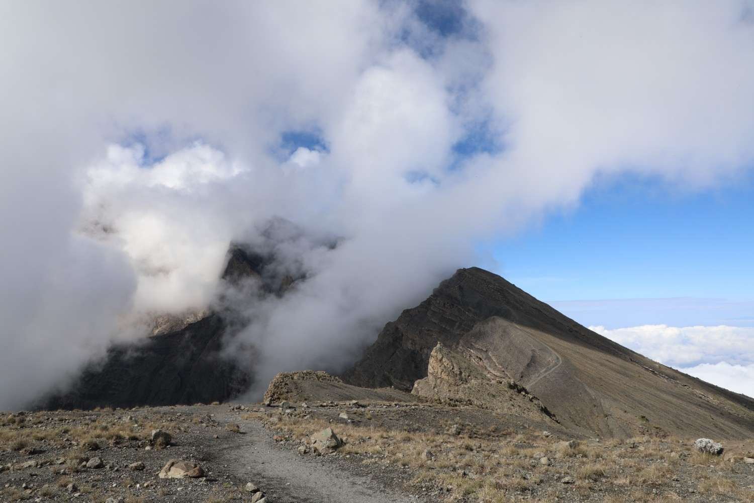 Summit day on Mount Meru toward Socialist Peak